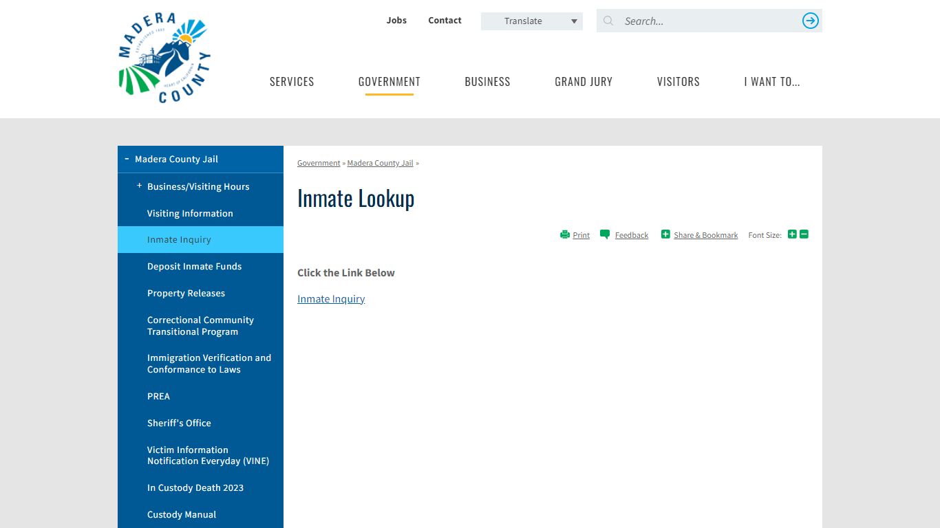 Inmate Lookup | Madera County