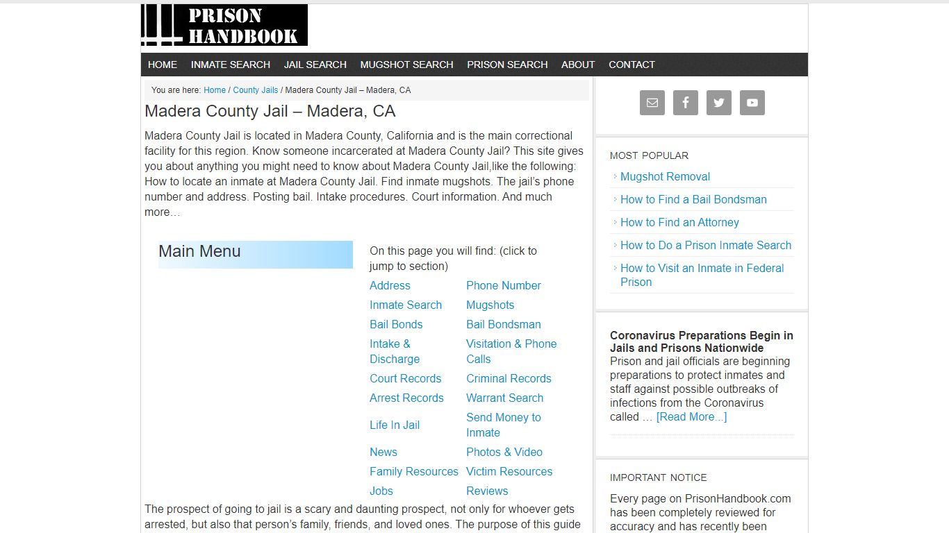 Madera County Jail – Madera, CA - Prison Handbook